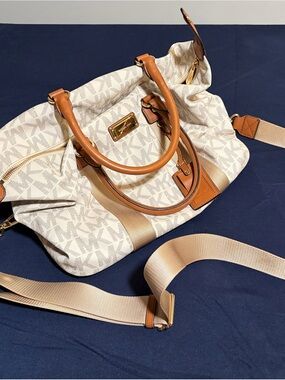Michael Kors Beige and Tan Weekender Bag